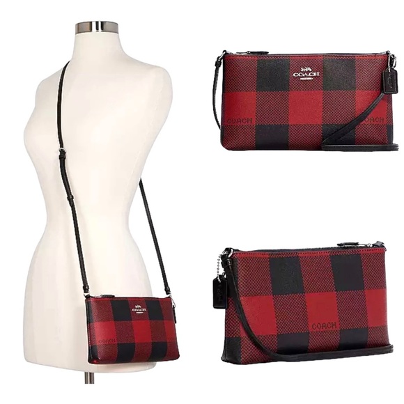 Coach Red Black Plaid Crossbody - Picture 1 of 16